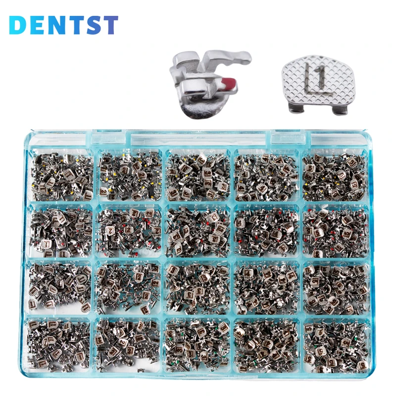 

Dentst Dental Brackets Mesh Bottom Base Orthodontic Braces Split Welding Mini Roth/MBT .022 3-4-5 Hooks With Laser Mark