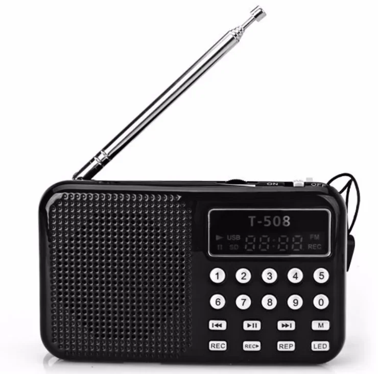 REDAMIGO Portable Digital LCD Display FM Radio Support Micro SD TF USB Disk MP3 Speaker Player T508