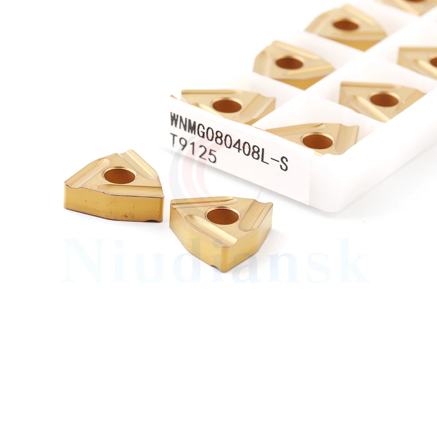 10pcs High quality WNMG080404 R-S T9125 WNMG080408 L-S T9125 carbide inserts External turning tool CNC Lathe Peach shape inserts