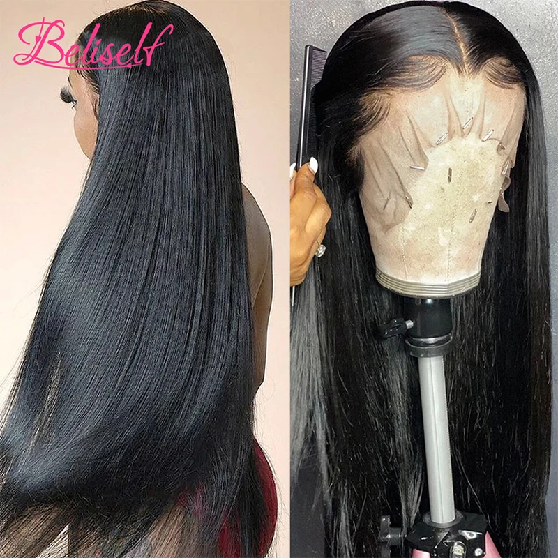 Straight Lace Frontal Human Hair Wigs 13X6 Lace Frontal Wigs Pre Plucked Human Hair Lace Front Wig For Woman Beliself