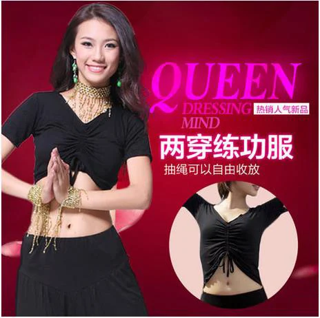 New arrival cotton belly dance top momen V-neck short sleeves belly dance tops sexy top 11colors