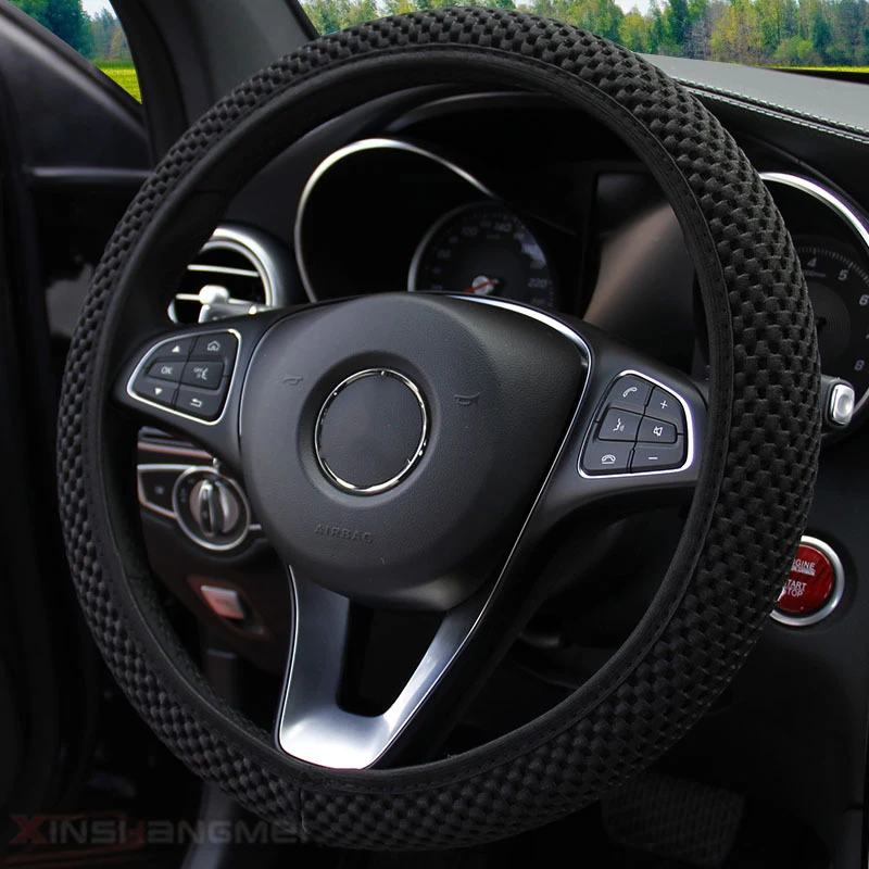 Car Steering Wheel Cover Breathable Anti Slip Steering Covers Suitable 37-38cm Auto steering wheel protective Decoration