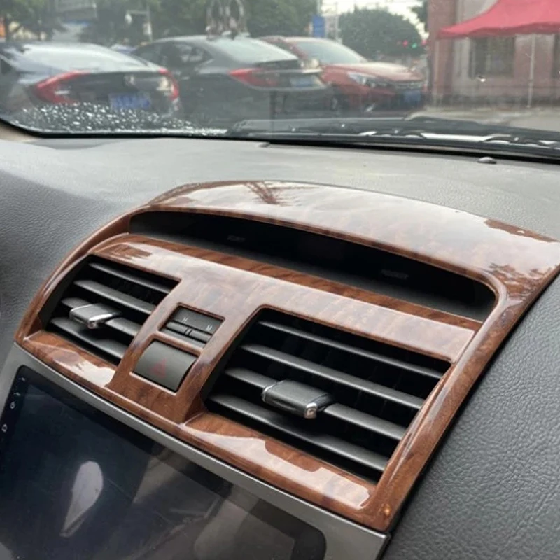 for TOYOTA Camry 2006-2011 1PC Wood ABS Car Front Center Air Conditioning Vent Outlet Cover Trim Car Styling Accessories