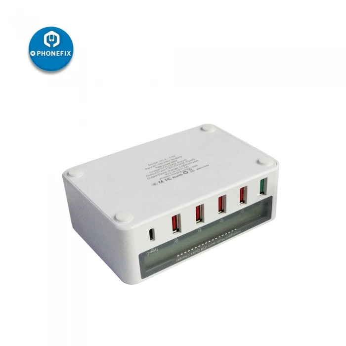PHONEFIX مولتيبورت سريع شاحن يو اس بي محطة شاشة الكريستال السائل مع شحن لاسلكي USB Hub نوع C شاحن محطة شاحن سريع