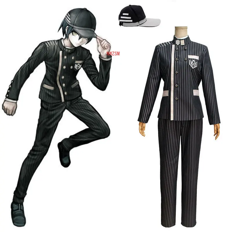 Disfraz de Danganronpa V3 para Cosplay, Saihara, shuachi, juego de Anime, uniforme escolar, traje, abrigo, pantalones y sombrero, novedad