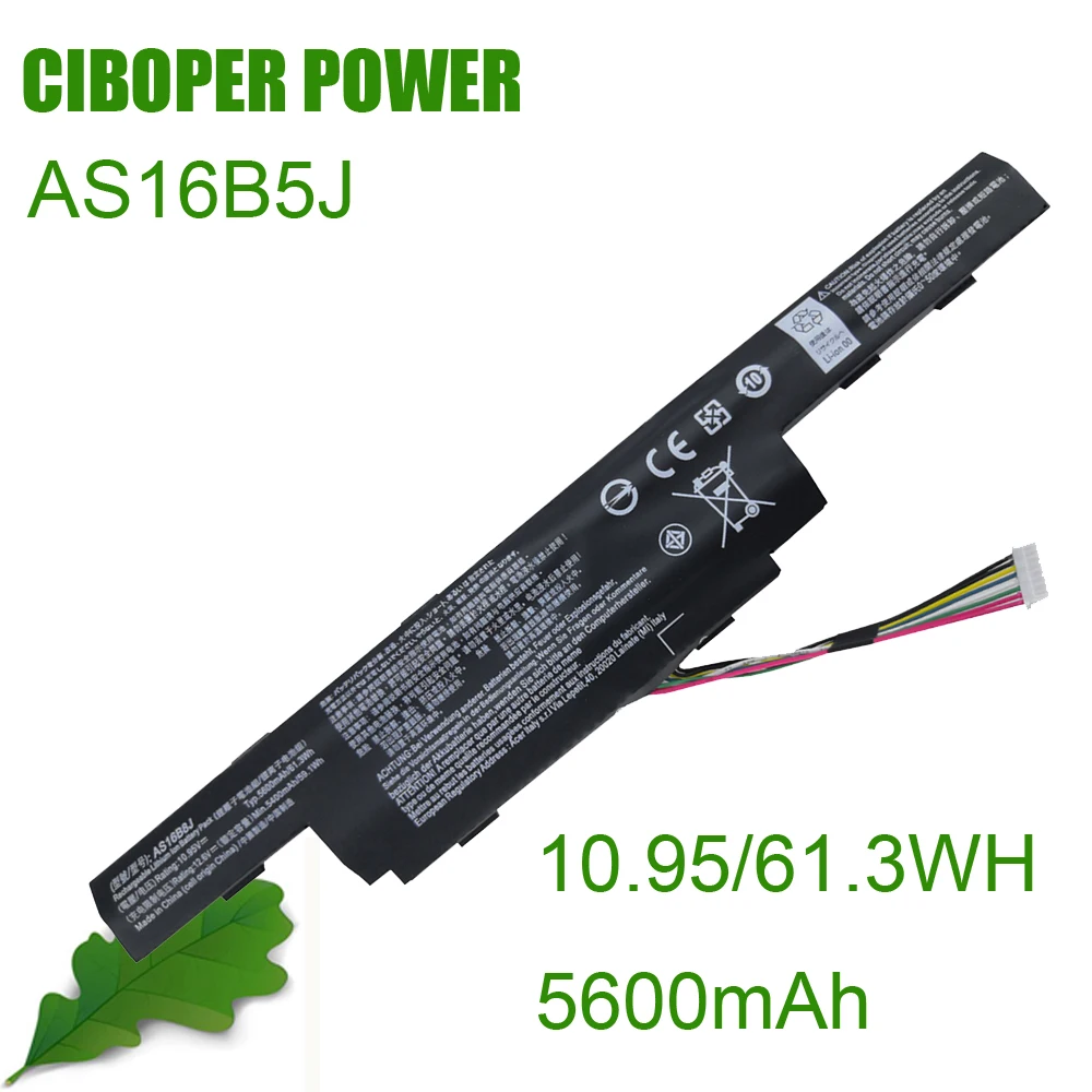 CP Laptop Battery AS16B5J 10.95V/61.3WH/5600mAh For Aspire E5-575G-53VG 75MD 5341 573G F5-573G-550 50BM 52QJ 15.6