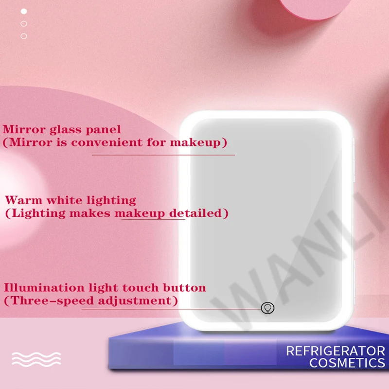 8L Trang Điểm Mini Tủ Lạnh Di Động Đựng Mỹ Phẩm Tủ Lạnh Led Kính Cường Lực Mát Ấm Tủ Nhà Xe Kép 12V/220