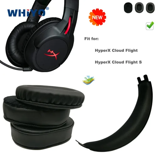 Nueva actualización de almohadillas de repuesto para auriculares HyperX Cloud Flight S, piezas de cojín de cuero, orejera de terciopelo, funda para auriculares