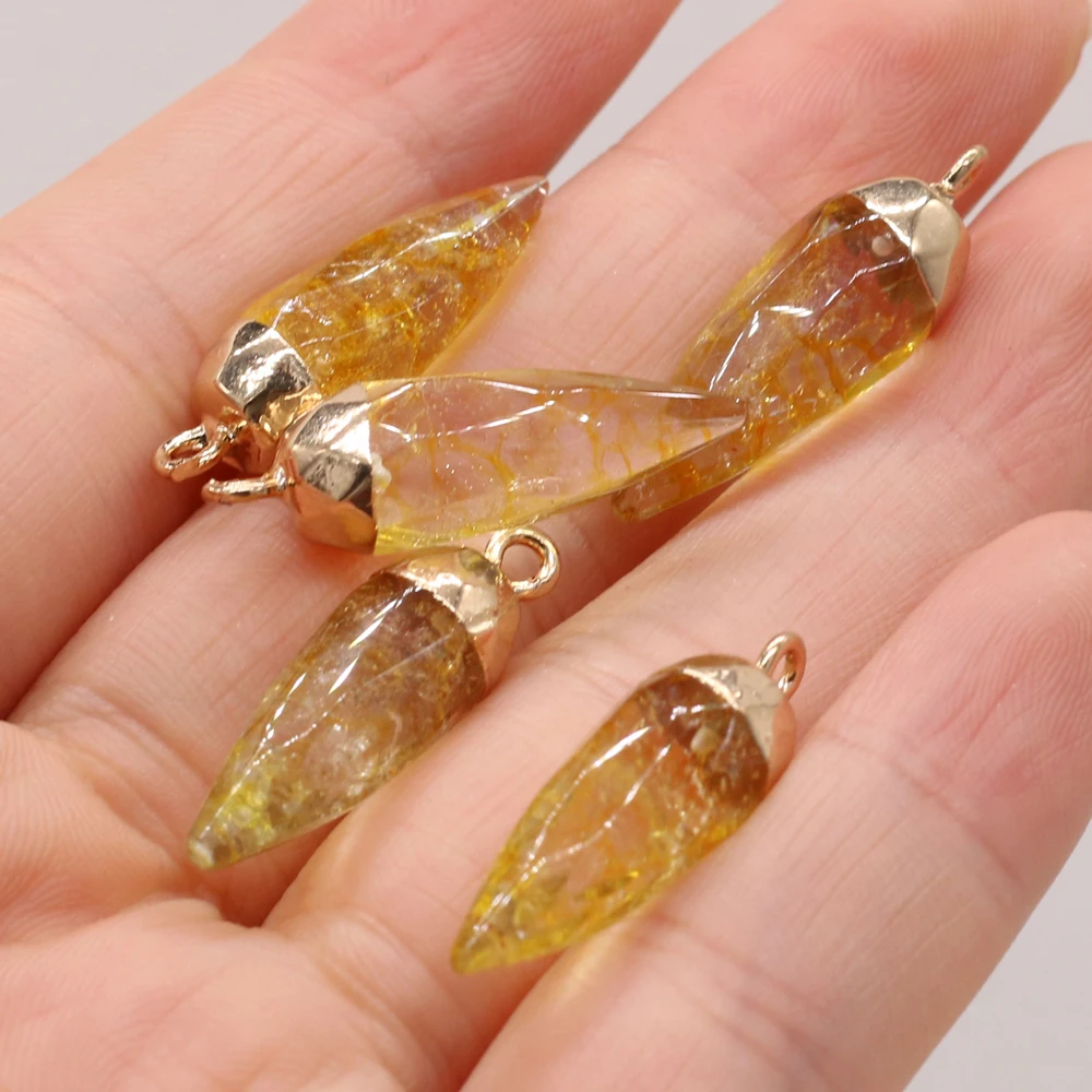 

2pcs Natural Citrines Pendant Charms Crystal Column Natural Agates Stone Pendant for Women DIY Jewelry Necklace Making 8x25mm