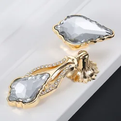 luxury Door Handle Crystal Kitchen Cabinets Knobs and Handle Drawer Wardrobe Furniture Pulls Knob Zinc Alloy