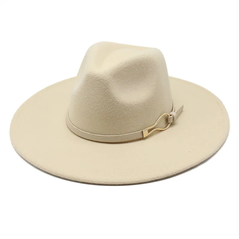 9CM oversized woolen woolen hat for men and women autumn and winter fedora jazz hat British retro trend white felt hat