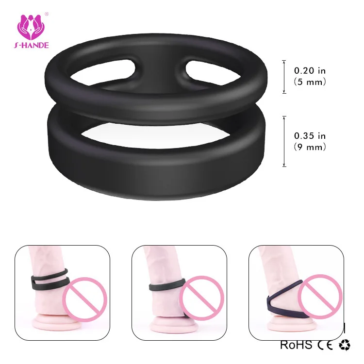 Anillo duradero de silicona para hombres adultos, anillos de goma para retrasar la eyaculación, Juguetes sexuales para agrandar, anillos sexuales masculinos S0419