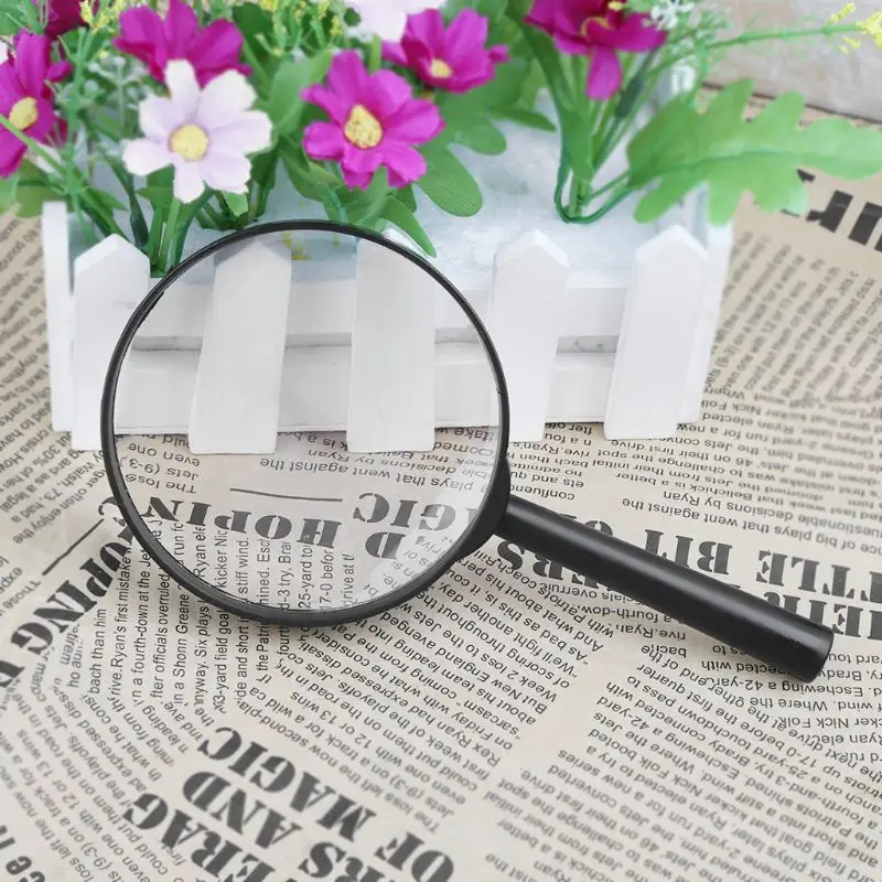 A0KF 90mm Handheld Magnifier 5X Reading Map Newspaper Magnifying Glass Jewelry Loupe