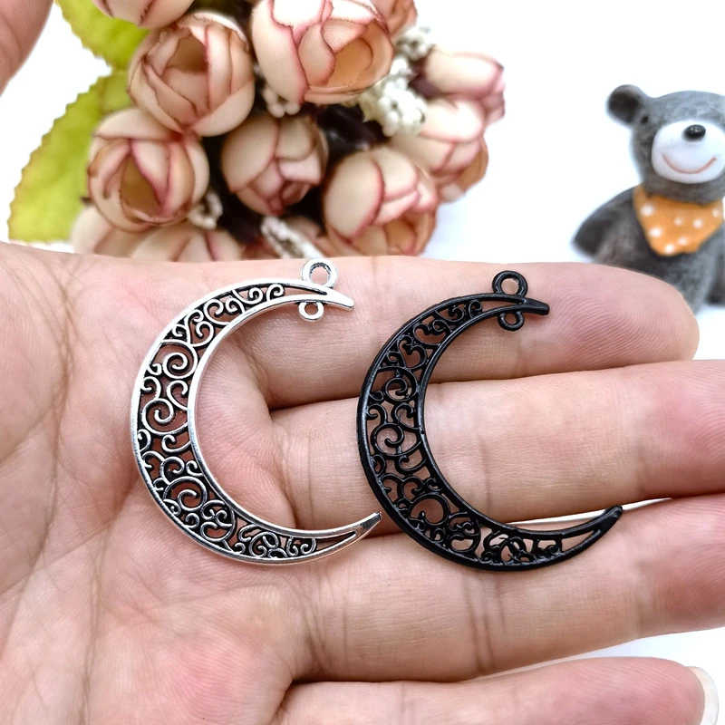 41x30mm 10pcs 2 Colors Plated  Moon Style Handmade Charms Pendant:DIY for Bracelet Necklace image 4