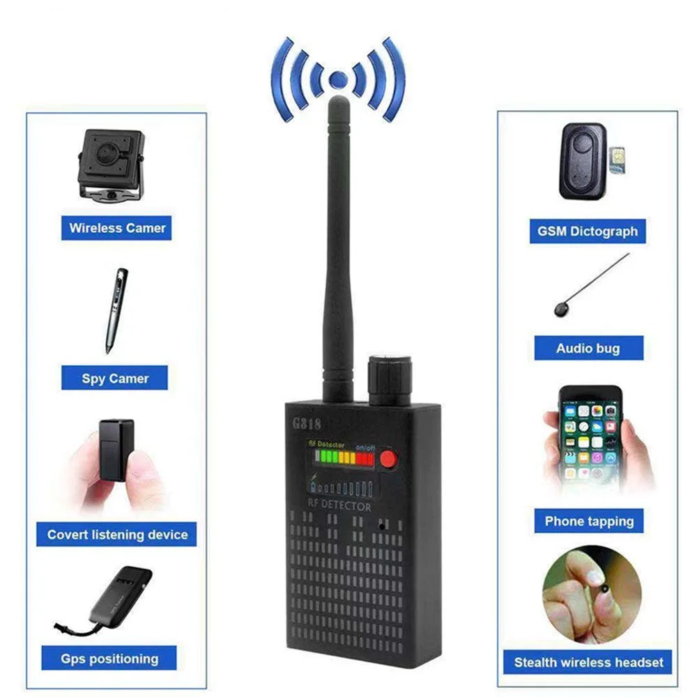 Three Antennas RF Signal Camera Detector Pinhole Button Camera Detects Audio Bug GPS Anti Spy Gadgets GSM Device Tracker Scanner