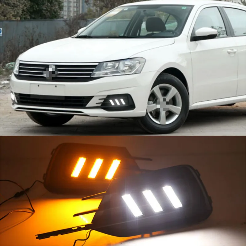 

1 Pair For Volkswagen VW Lavida 2019 with Yellow Trun Signal Light Blue Night Lamp LED DRL Daytime Running Light