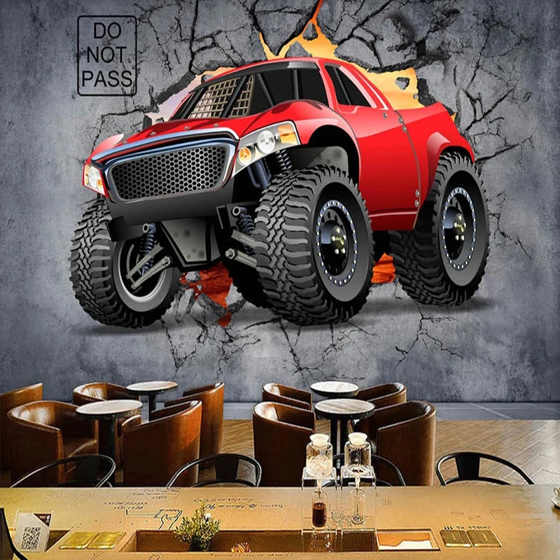 

Custom Any Size Mural Wallpaper 3D Stereo Car Broken Photo Fresco Restaurant Cafe KTV Bar Background Wall Papers For Walls 3 D