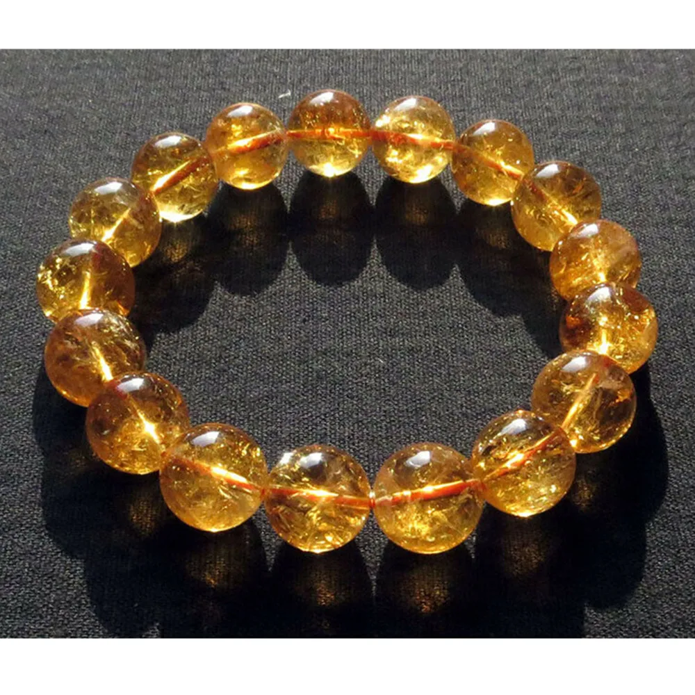 Natural Yellow Citrine Bracelet Jewelry For Woman Men Crystal Round Beads Stone Stretch AAAAA 9mm 10mm 11mm 12mm 13mm 14mm 15mm