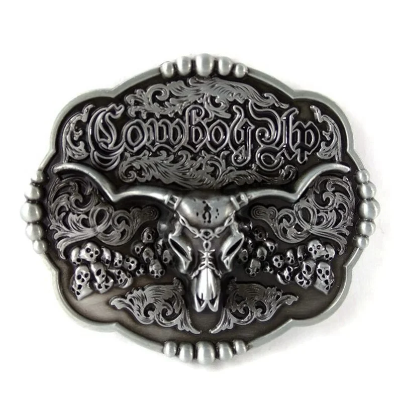 

Antique Silver Cool Longhorn Bull Animal Buckle Metal for Man Belt Casual Jeans Western Cowboy DIY Accessories Fashion Gifts