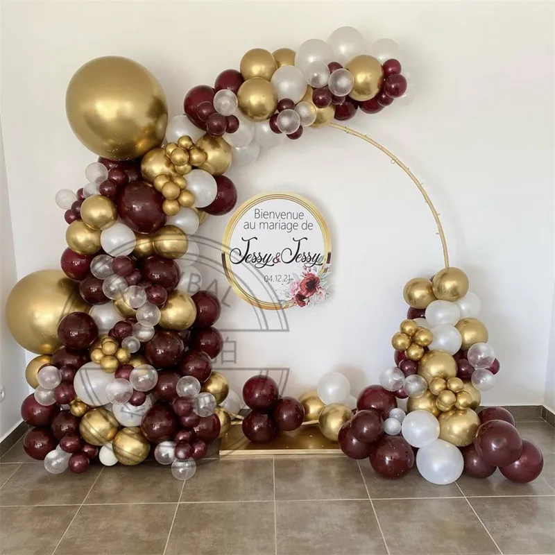 

184pcs Chrome Gold Latex Balloon Arch Garland Kit Wine Red Wedding Ballons Birthday Party Decoration Globos Supplies