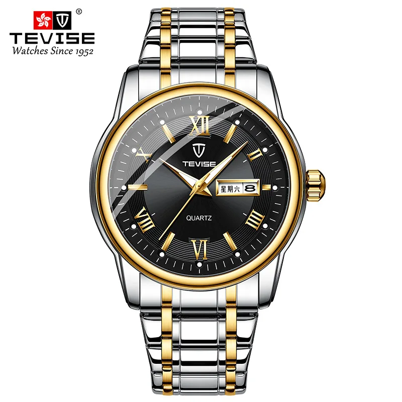 

TEVISE Watches for Men Quartz Wristwatch Mens, Waterproof Date Week Luminous Wrist Watches for Men Box Tool Support Dropshipping