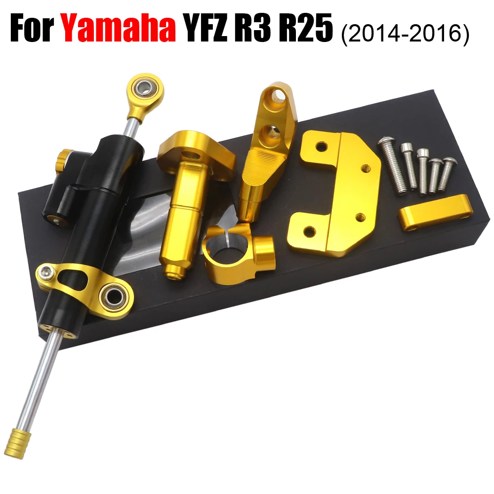 

CNC Aluminum Adjustable Motorcycles Steering Stabilize Damper Bracket Mount Kit For YAMAHA YZF R3 YZFR25 MT-03 MT-25