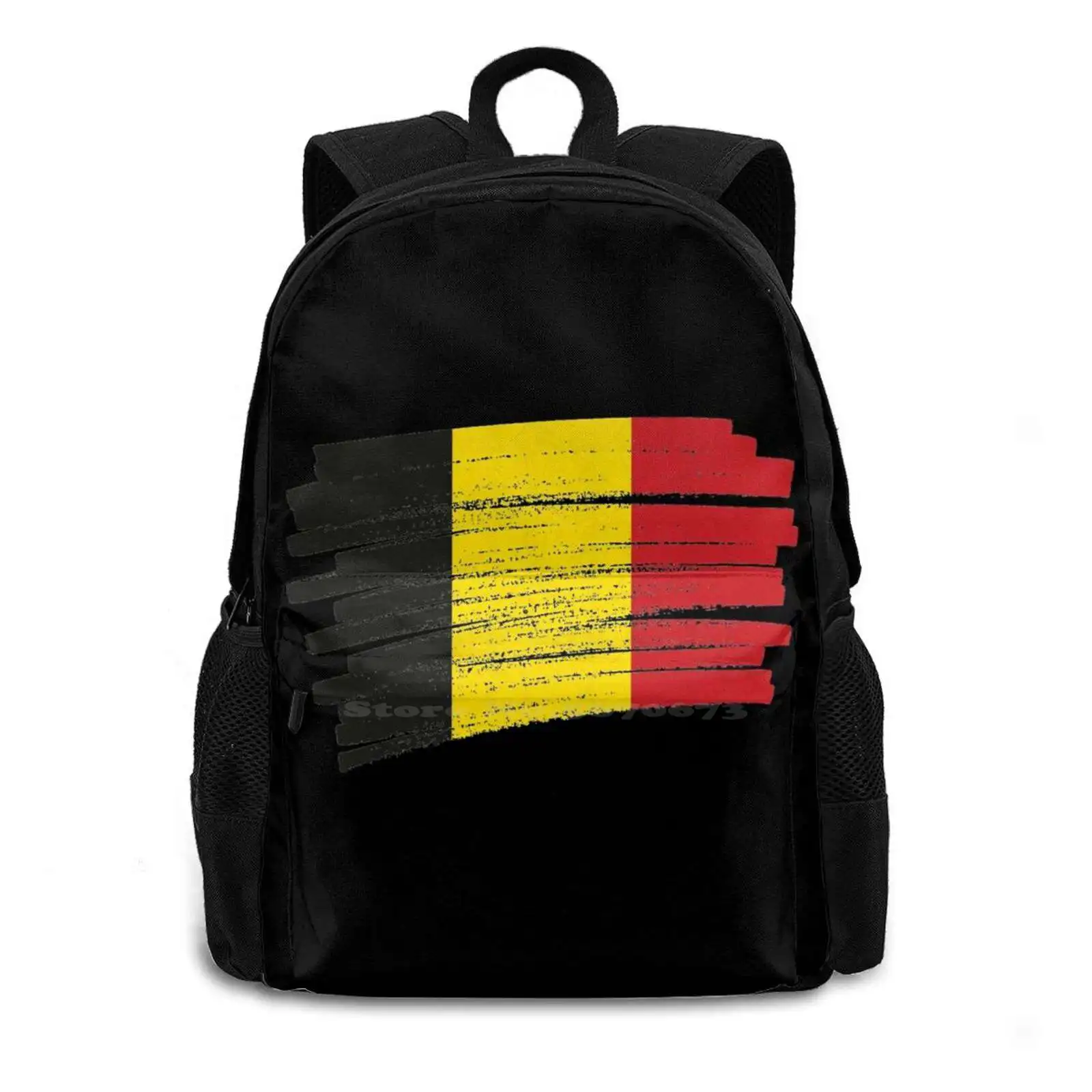 Belgium Grunge Flag Design Teen College Student Backpack Laptop Travel Bags Belgium Friend Womens World Kids Grunge Hockey