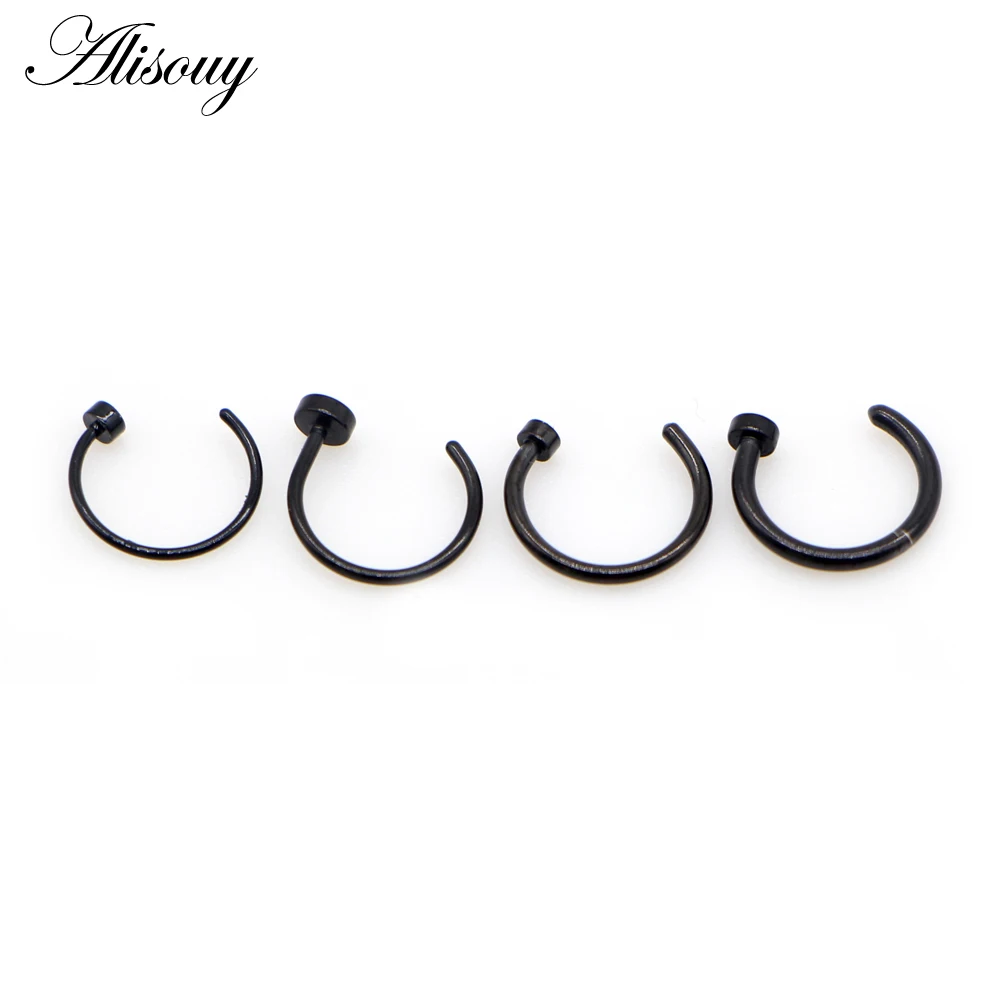 Alisouy 1pc New Stainless Steel Punk Clip on Fake Piercing Body Nose Lip Rings Unisex Nose Ring Women Septum Piercing Jewelry