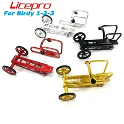 Litepro For Birdy 1-2-3 Series Rear Rack Easywheel Aluminum Alloy Easy Wheel Bottle Holder Mount Base Compatible