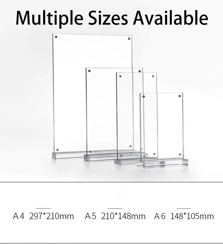 Double Sided Clear Acrylic Menu Paper Holder Stand Plastic Table Sign Card Holder Desktop Message Poster Display Stand Vertical