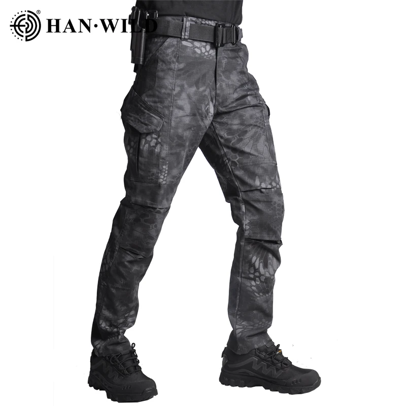 Tactical Pants Combat Pants Cargo Hiking Pants Waterproof Ripstop Outdoor Camo Pants Airsoft Hunting Clothes Wear-resistant