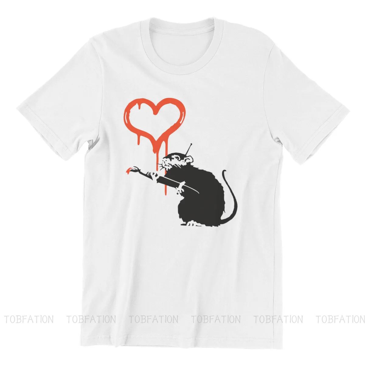 Love Rat Essential Banksy Graffiti Wall Art Tshirt Graphic Punk T shirt Tops Homme Pure Cotton Ofertas Tees