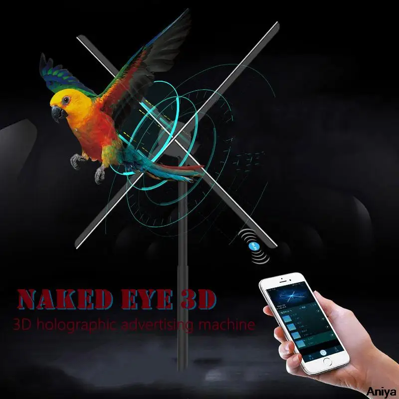 Naked Eye 3D Fan Screen Projector Holographic Advertising Machine Floating Aerial Imaging Without Screen Display