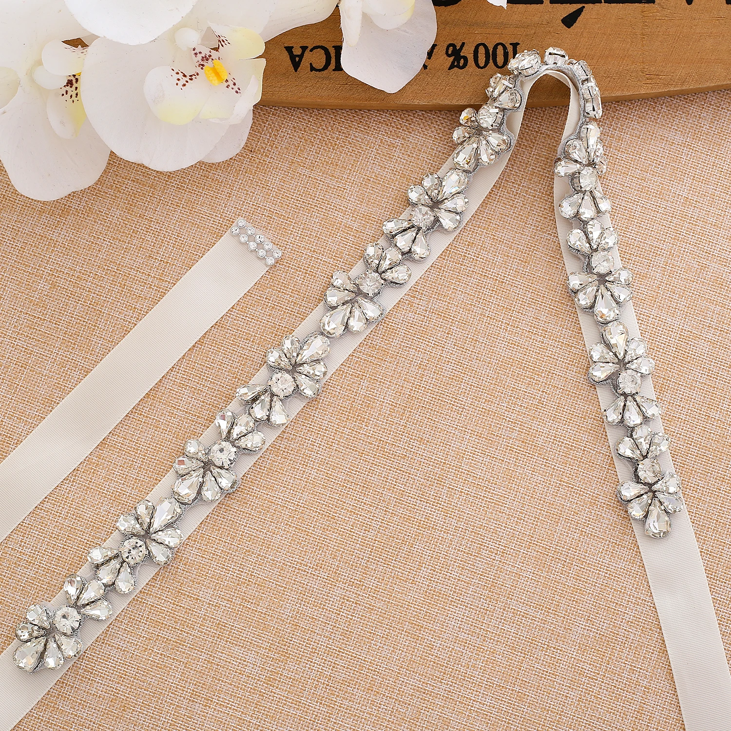 SESTHFAR  Wedding Dress Belt Rhinestones Bridal Belt Silver Crystal Thin Wedding Sash For Women Prom Gown