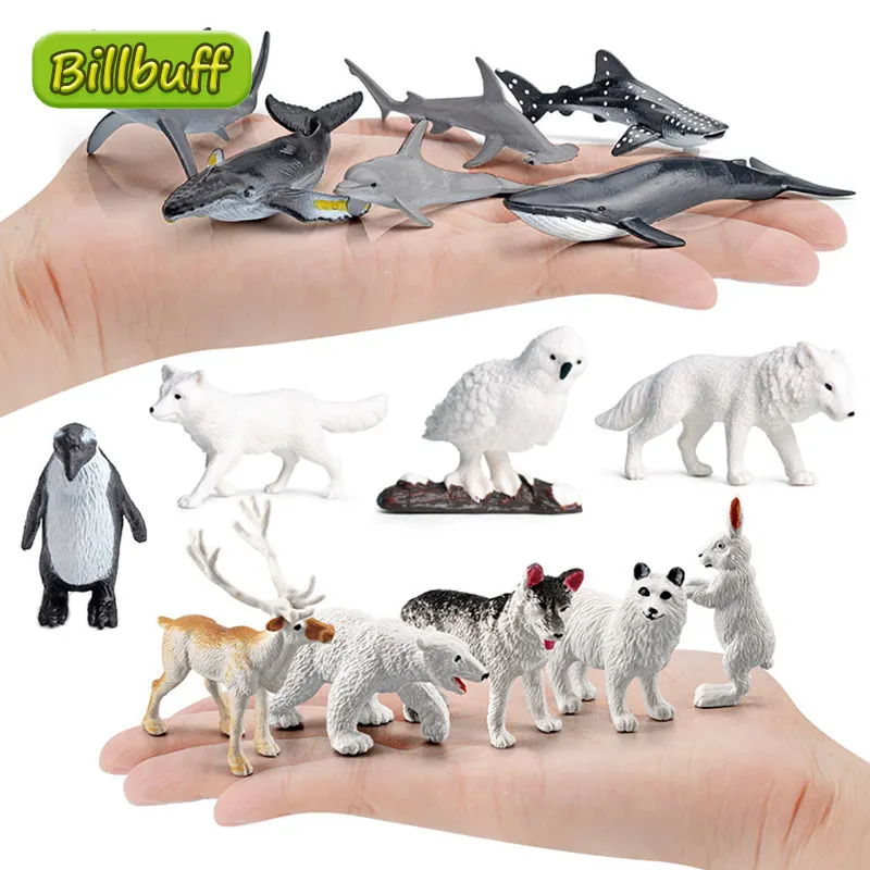 NEW Simulation Arctic Wild Animal Model Mini Trumpet Beluga Seal Husky Shark Penguin Figures ​Early Educational toy for children