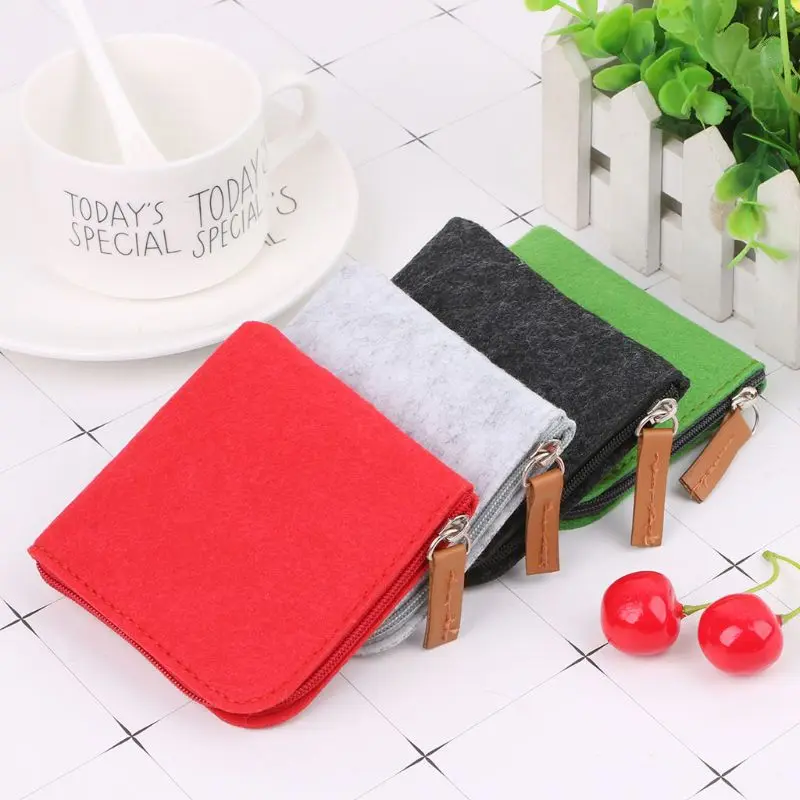 

Felt Coin Purse Mini Portable Wallet Fashion Women Men Change Bag Credit Card Id Holder Wallets Key Chain Bag Cash Storage Bag