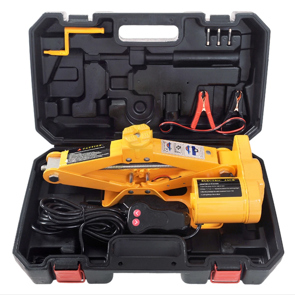 DC12V 100W 2T Car Electric Jack, Hydraulic Car Jack Set, Lifting Car and Replacement Emergency Equipment Tool