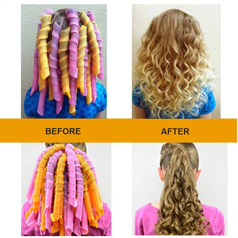 20/30/45/55/65/75cm Hair curler No heat Soft Plastic Magic hair roller Spiral Round Curls бигуди для волос Factory wholesale