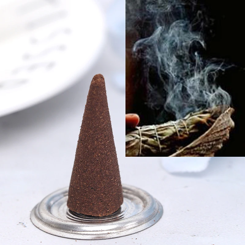 10Pcs/Pack White Sage Sandalwood Aromatika Tower Incense Handmade Natural Cone Fresh Pagoda Incense Sterilizes