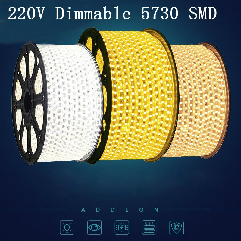 

20m/lot 120leds/m LED Strip AC220V SMD 5630/5730 White/warm White Dimmable Flexible Tape Light Waterproof IP67 With Controller