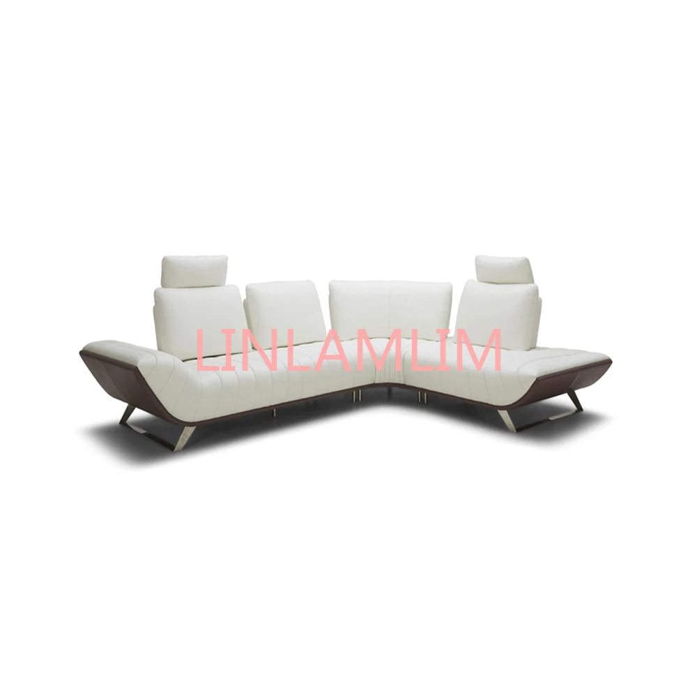 

genuine leather sofa sectional living room sofa corner home furniture couch L shape functional backrest and stainless steel legs