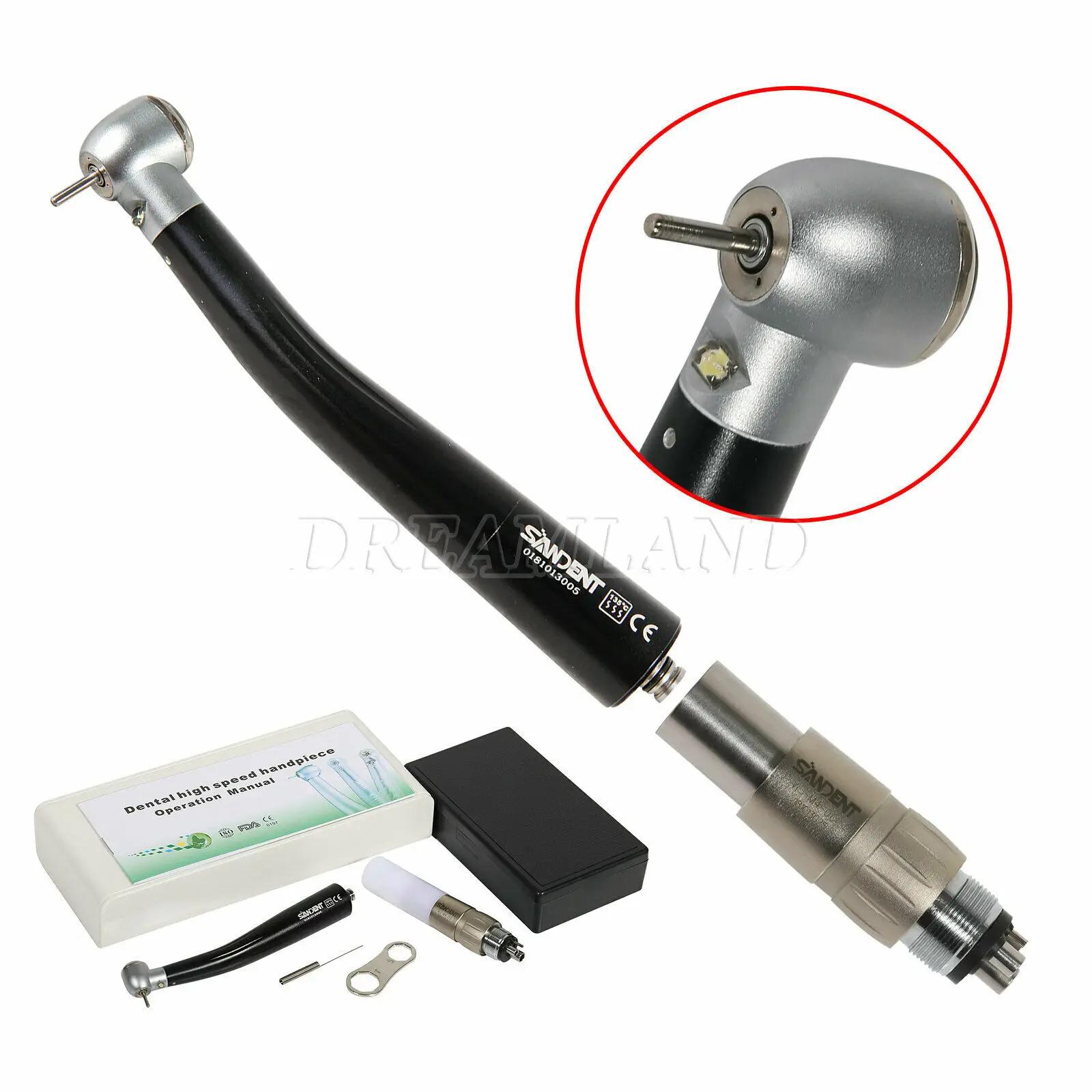 Nsk Style Dental LED Fiber Optic E-generator Triple Spray High Speed Handpiece 4Holes Quick Coupler Coupling Turbine