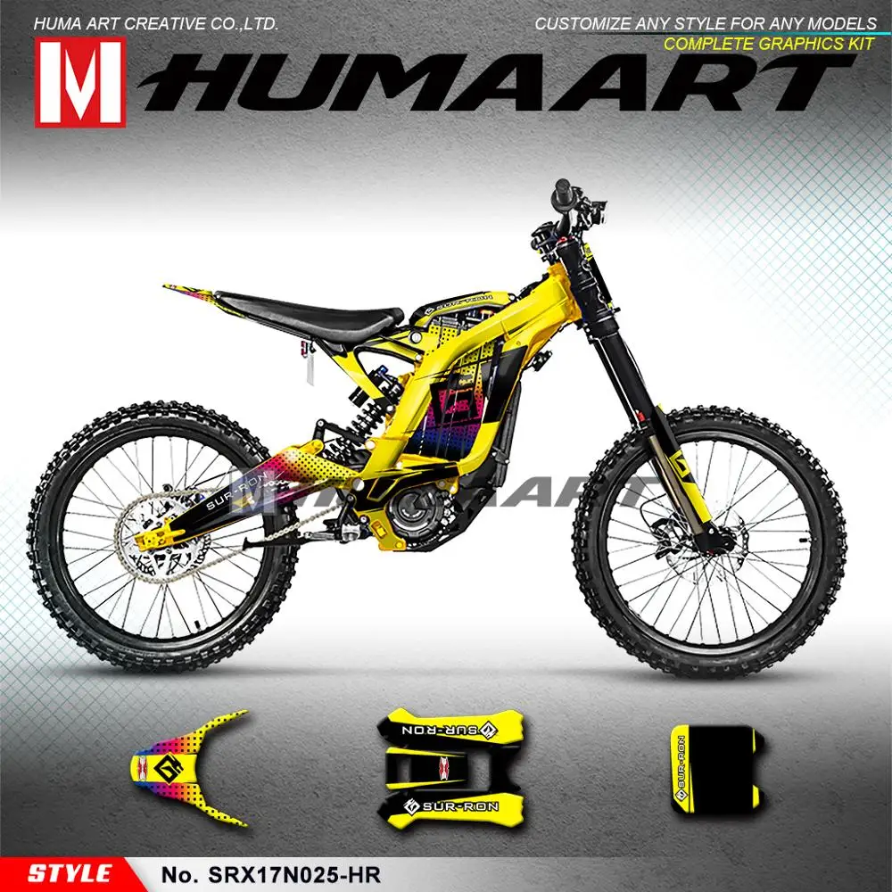 

HUMAART Motorcycle Stickers Design for Sur-Ron Light Bee X/S Electric Bike, Yellow (Style NO. SRX17N025-HR)