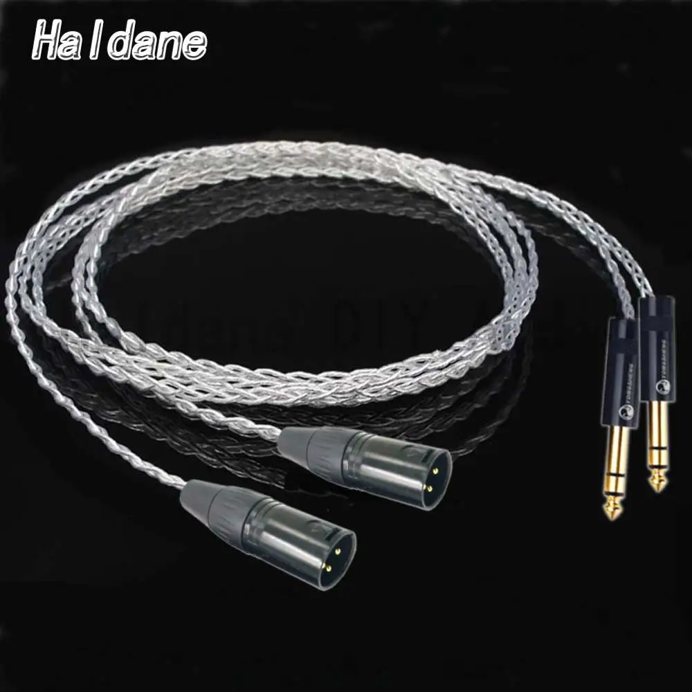 

Haladne Pair 8AG Single Crystal Silver HIFI 6.35mm TRS Male to 3pin XLR Male Leads Balanced Audio Cable for Amplifier CD player