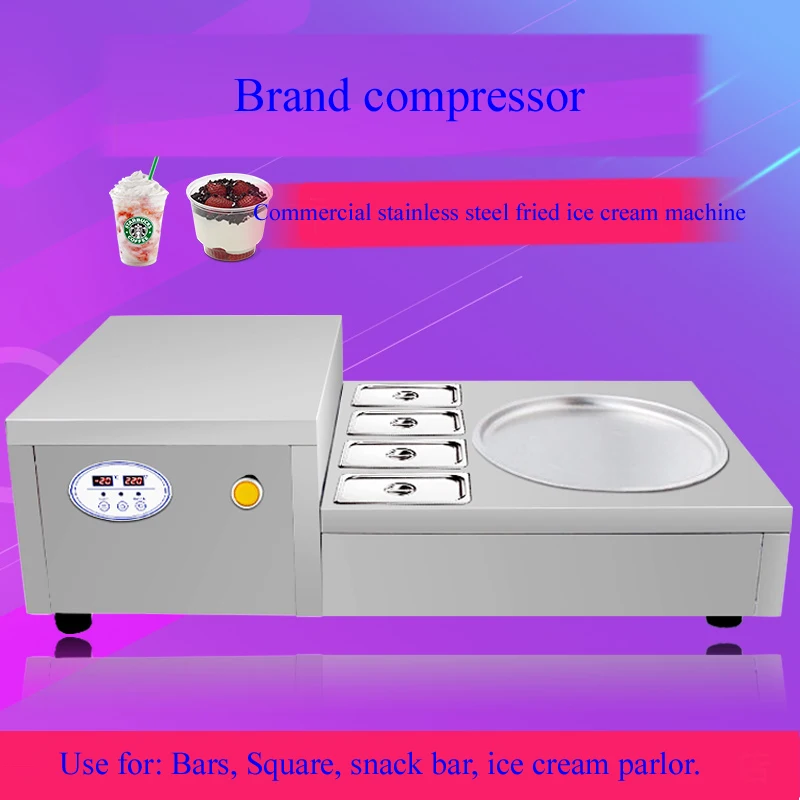 

R410 110v double round pan thailand flat pan roll fried ice cream machine