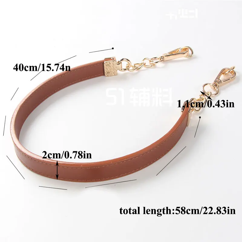 1PC Shoulder Bag Strap PU Leather Chain Bag Handle Solid Color Crossbody Handbag Belt DIY Replacement Bukles Bag Accessories