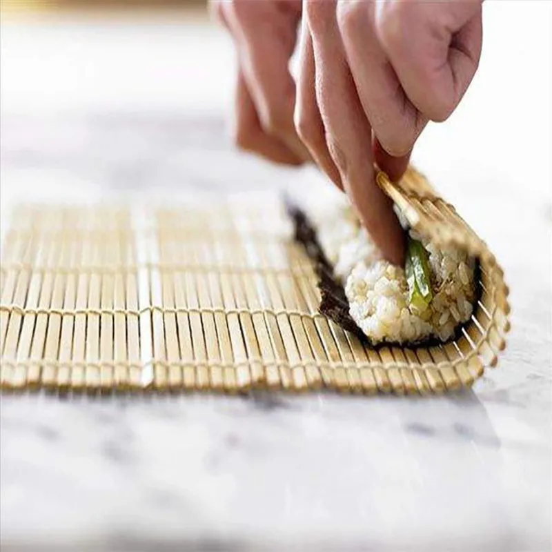 Herramienta para Sushi de 24x24CM, estera rodante de bambú, rodillo de arroz Onigiri DIY, rollo de pollo, fabricante de mano, herramientas de cocina japonesas para hacer Sushi