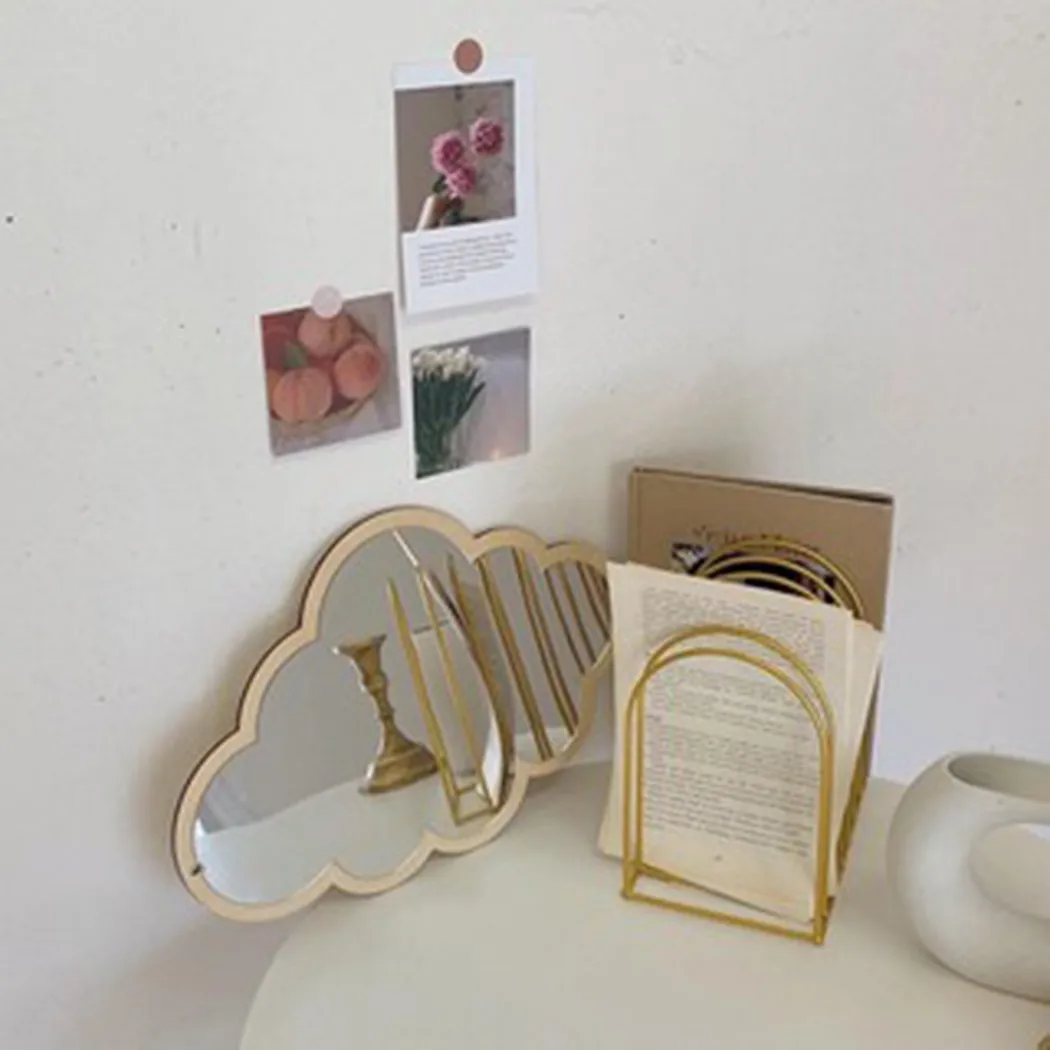 Cloud-shaped Mirror Wooden Frame Acrylic Makeup Mirror Irregular Cloud Shape Decorative Mirror Cosmetic Beauty Wall Room Decor
