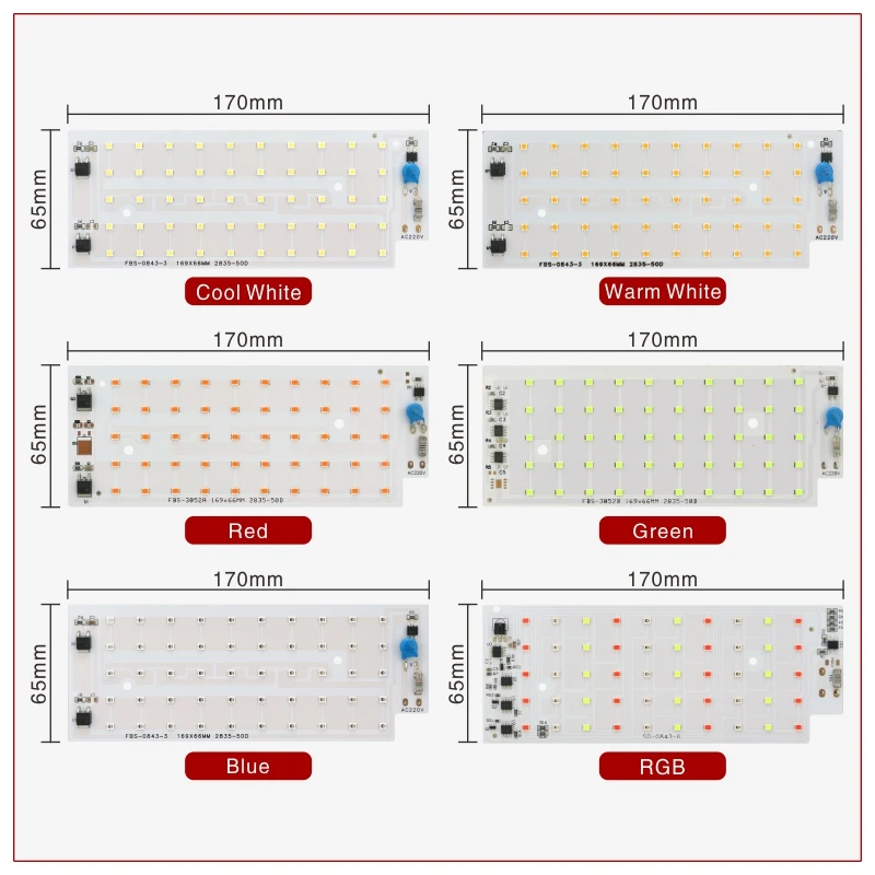 2pcs/lot 50W RGB LED Chip for Flood Light SMD 2835 Outdoor Floodlight Spotlight Lighting Beads AC 220V For LED Street Lamp