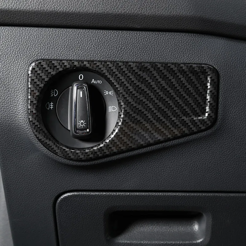 For Volkswagen VW Tiguan mk2 carbon fiber decorative headlight switch adjustment patch in the car 2016 2017 2018 2019 2020